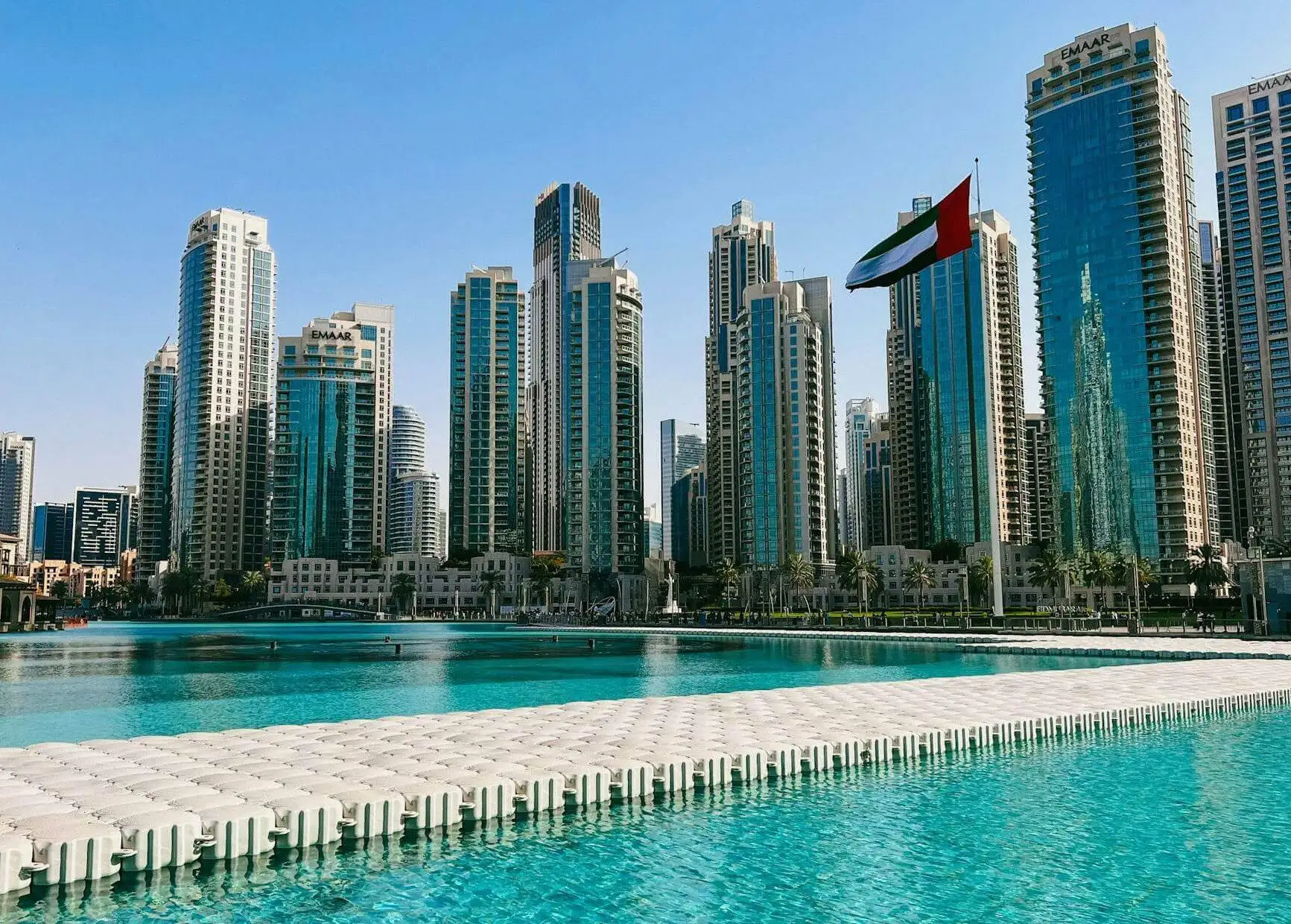 Dubai Marina skyline at night